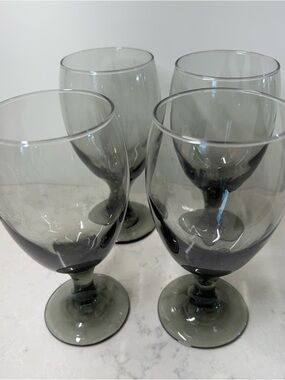 Libbey Smoky Gray Stemmed Goblets - Set of 4